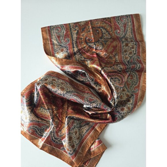 Vintage Bronze Gold Paisley Scarf - Picture 3 of 5
